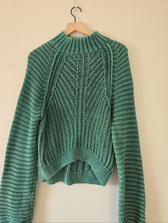 Free People Sweaters - Free People Teal Cable-Knit Turtleneck Sweater